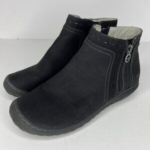 JBU JUNO Womens Size 7 Black Faux Suede Double Side Zip Comfort Foam Bootie